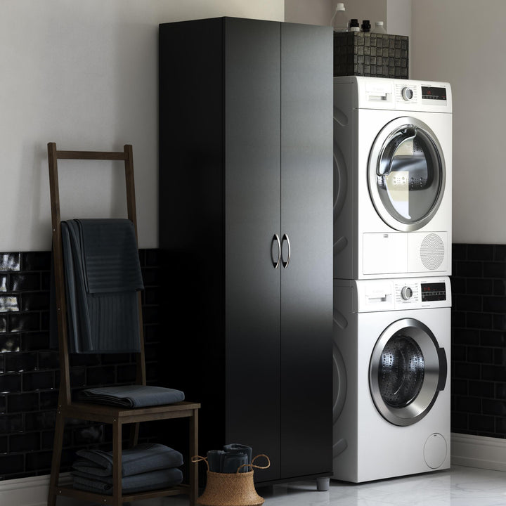Basin 24 Inch 2 Door Utility Storage Cabinet - Black