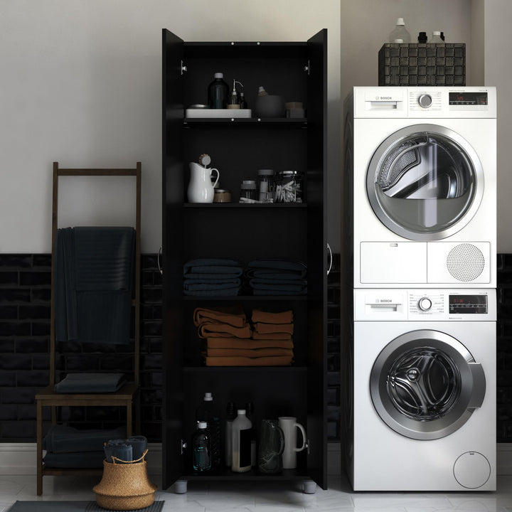 Basin 24 Inch 2 Door Utility Storage Cabinet - Black