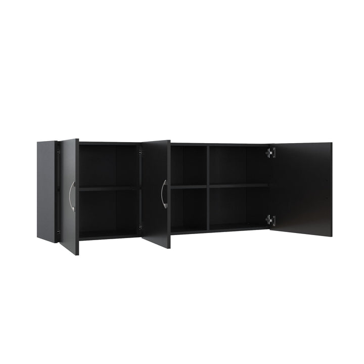 Basin 54 Inch 3 Door Wall Storage Cabinet - Black