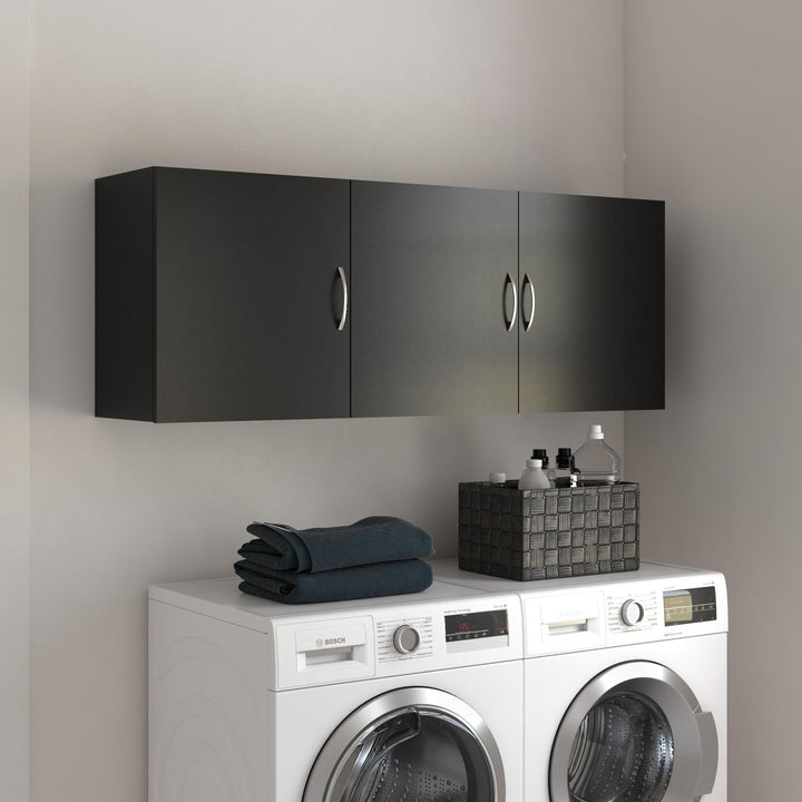 Basin 54 Inch 3 Door Wall Storage Cabinet - Black