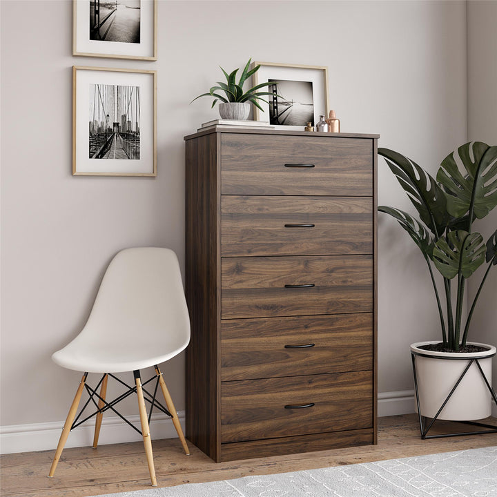 5-drawer storage for bedrooms -  Florence Walnut