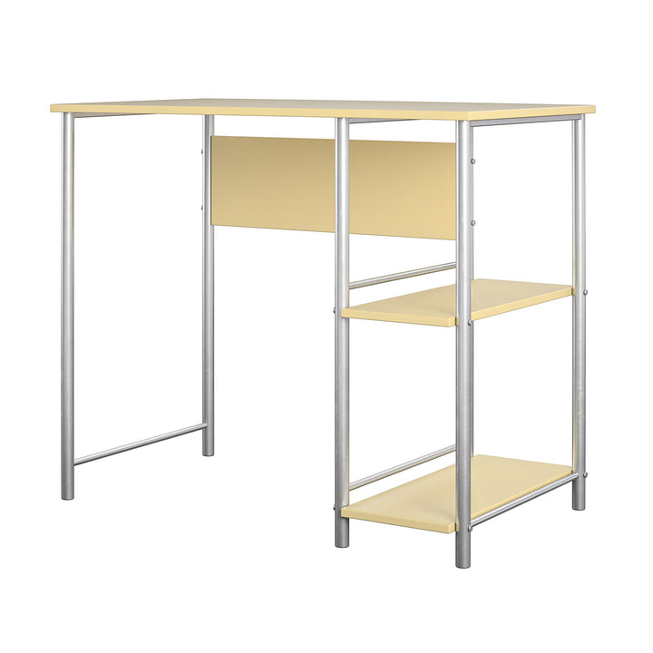 Meridian Metal Computer Desk With 2 Side Storage Shelves - Yellow