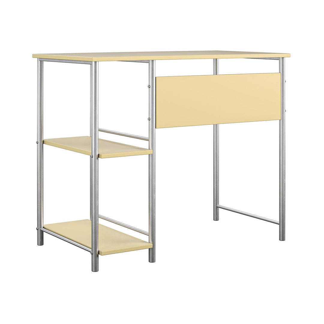 Meridian Metal Computer Desk With 2 Side Storage Shelves - Yellow