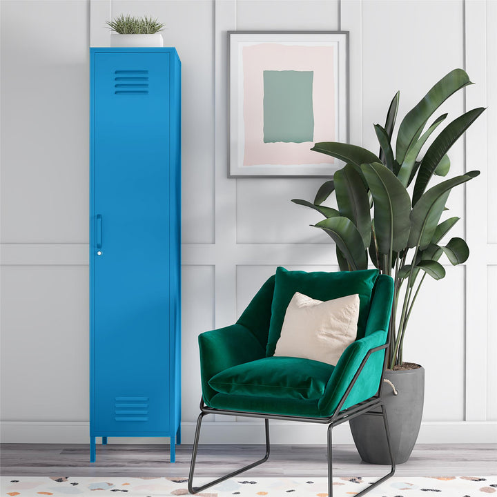 Cache Single Metal Locker Storage Cabinet - Bright Blue