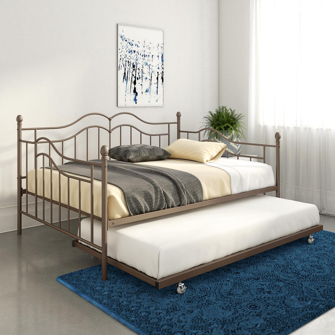 Tokyo Metal Daybed and Trundle Set with Metal Slats - Bronze - Full