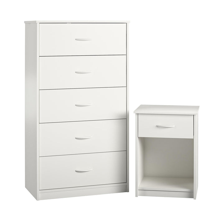single drawer nightstand with open storage - White
