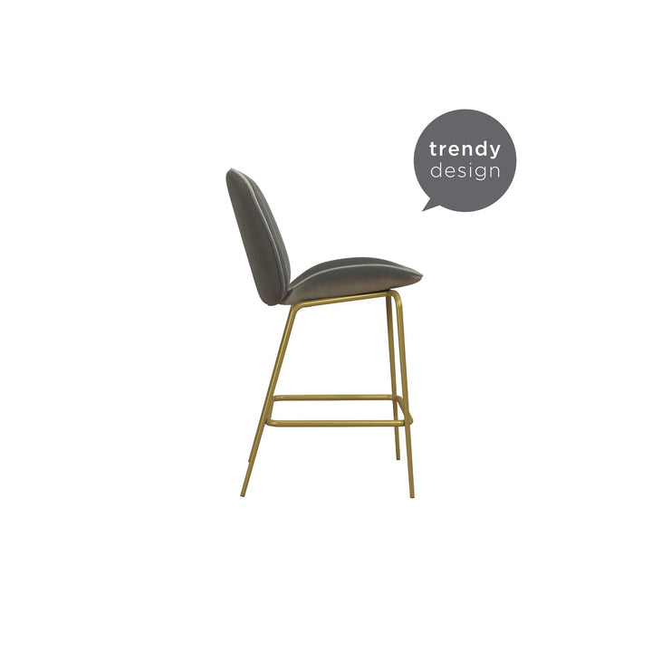 Astor Upholstered Counter Height Bar Stool with Gold Metal Legs - Light Gray