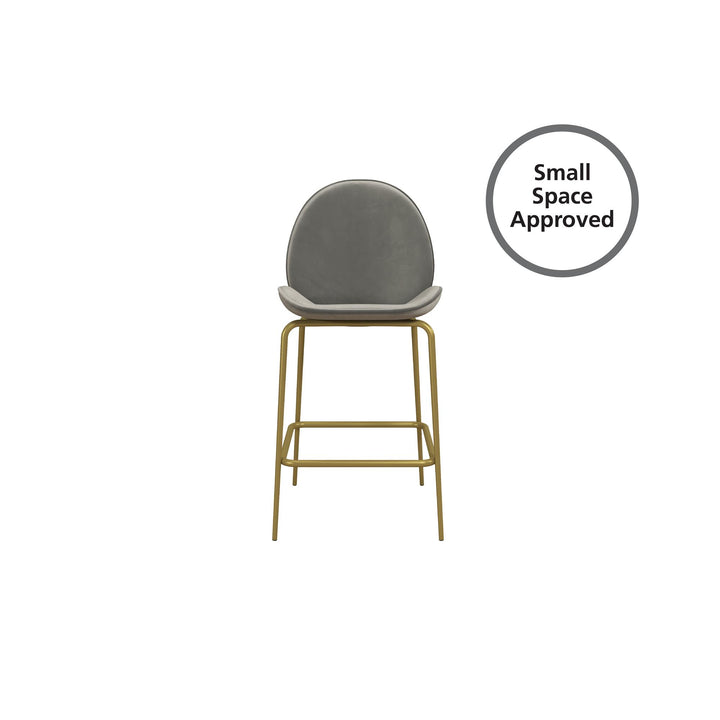 Astor Upholstered Counter Height Bar Stool with Gold Metal Legs - Light Gray