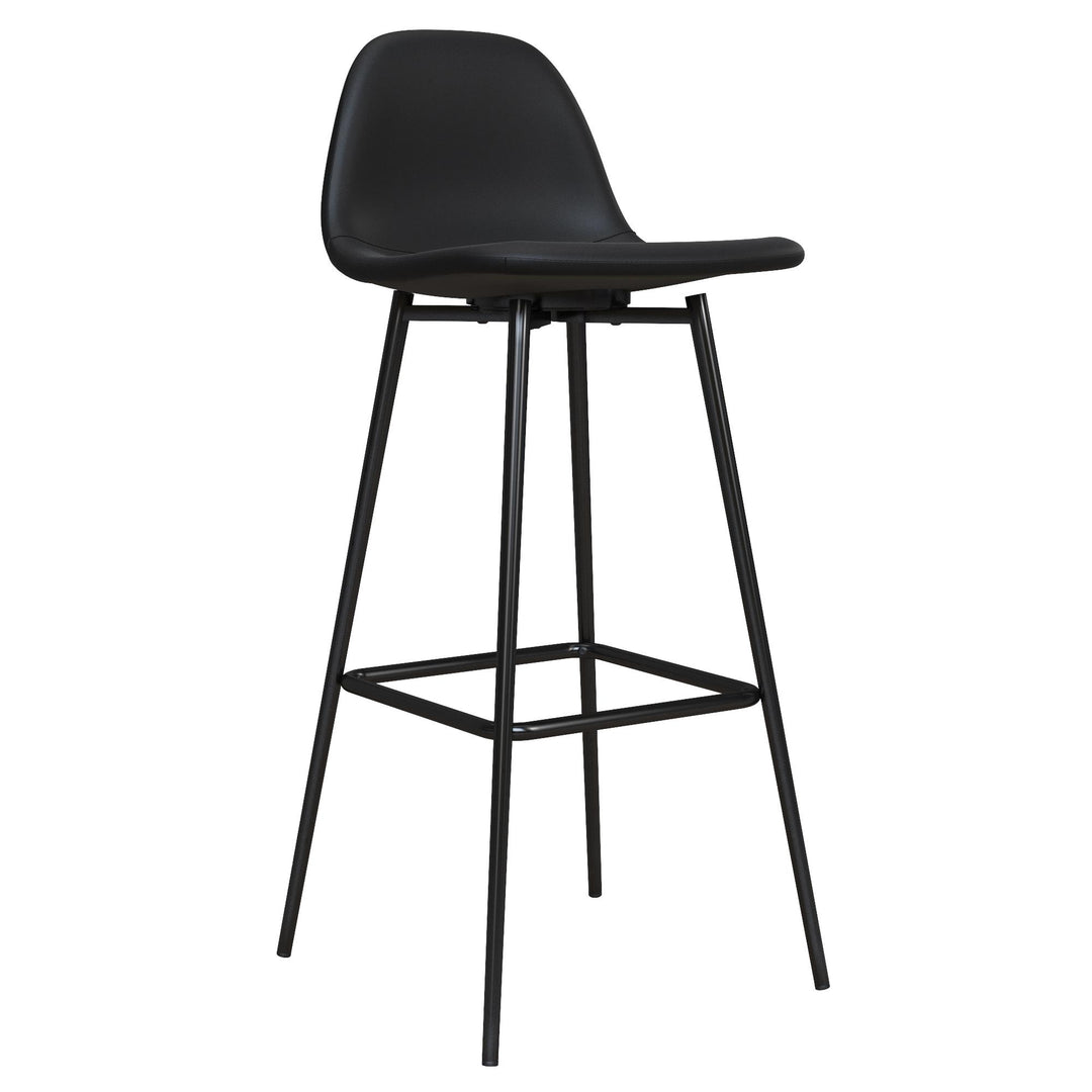 Brandon Upholstered Mid Century Modern Kitchen Bar Stool with Metal Legs - Black