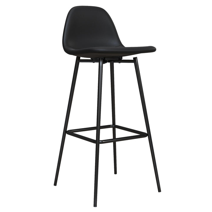 Brandon Upholstered Mid Century Modern Kitchen Bar Stool with Metal Legs - Black