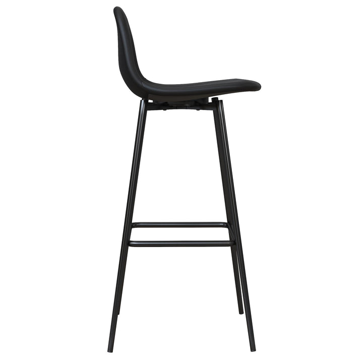 Brandon Upholstered Mid Century Modern Kitchen Bar Stool with Metal Legs - Black
