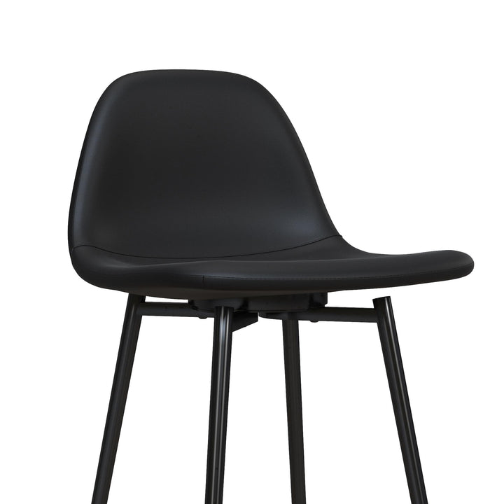 Brandon Upholstered Mid Century Modern Kitchen Bar Stool with Metal Legs - Black