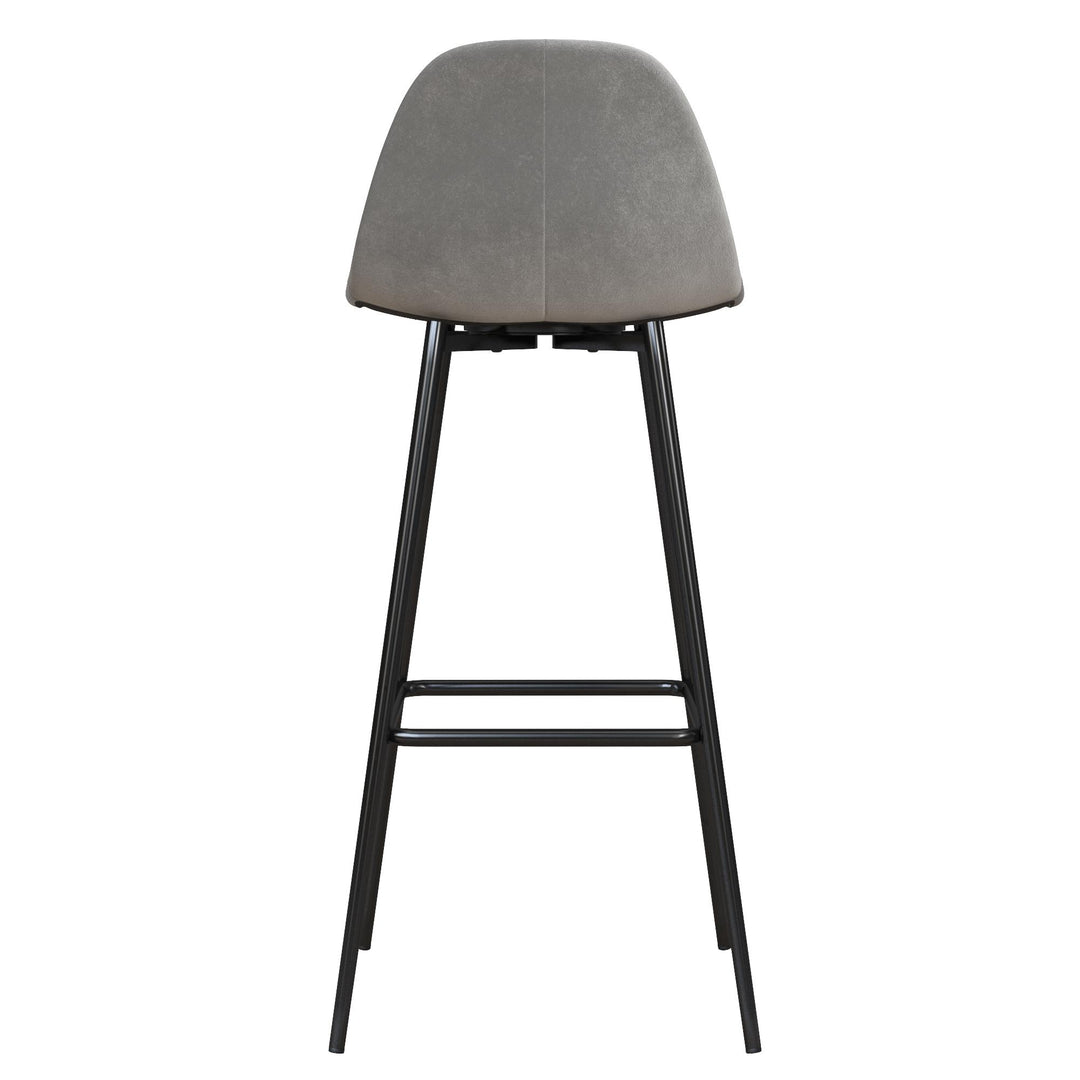 Brandon Upholstered Mid Century Modern Kitchen Bar Stool with Metal Legs - Gray