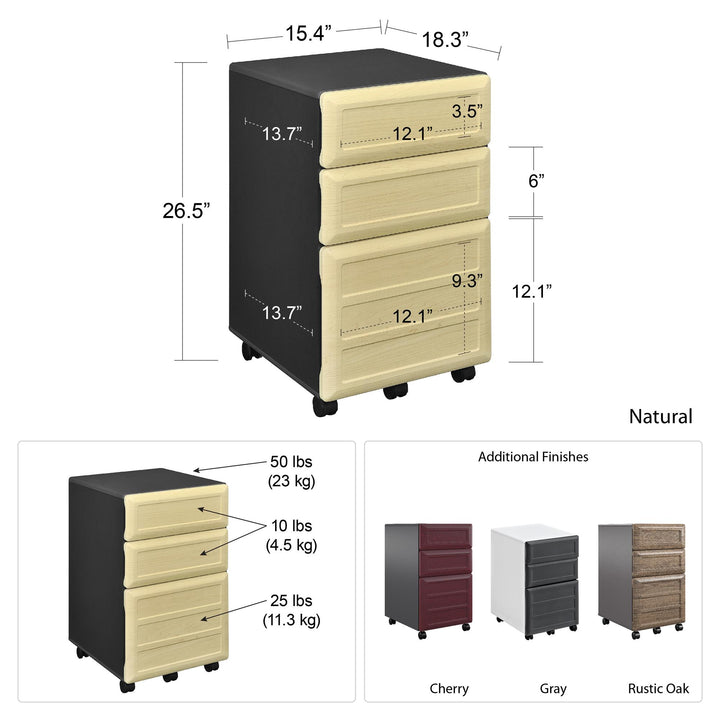 Pursuit Mobile File Cabinet - Rustic Oak