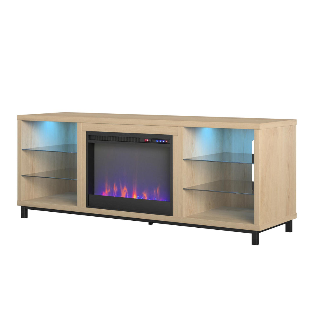 Lumina Fireplace TV Stand for TVs up to 70 Inch with 7 Color LED Lights  -  Blonde Oak 
