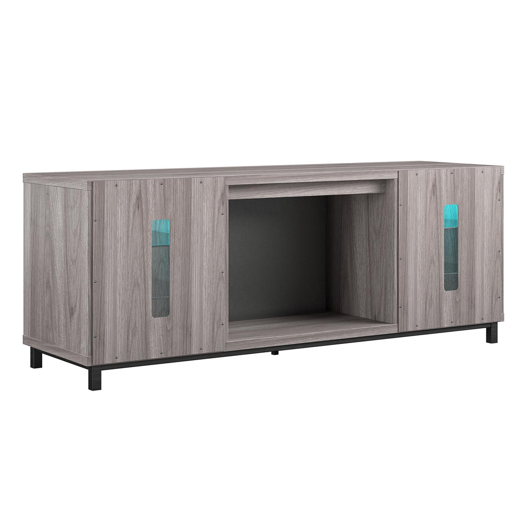 Lumina Fireplace TV Stand for TVs up to 70 Inch with 7 Color LED Lights - Light Walnut - 66”-70”