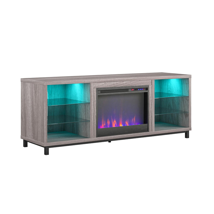 Lumina TV Stand with Fireplace for Large TVs -  Light Walnut 