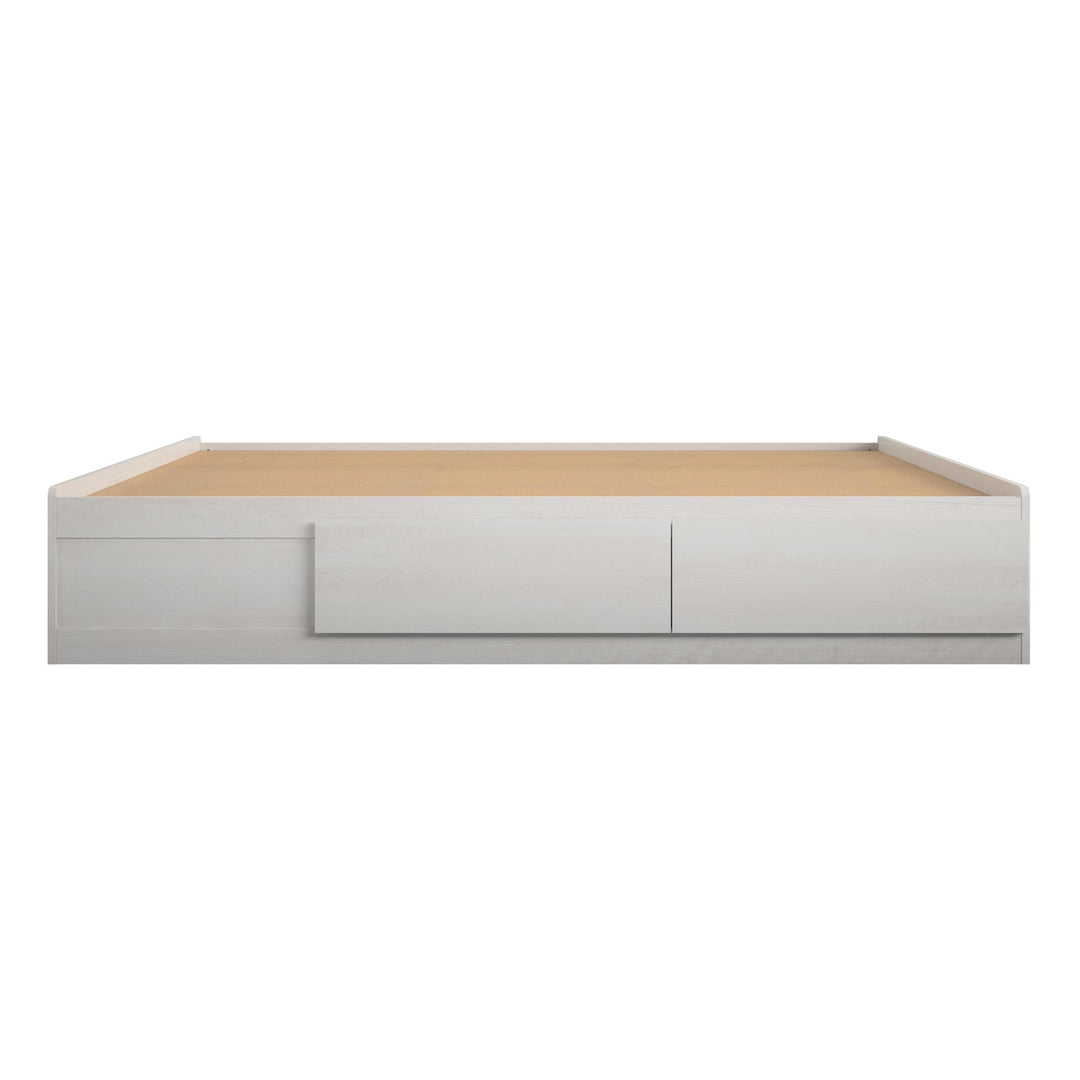 Platform Bed with 2 Large Storage Drawers and No Box Spring Required - Ivory Oak - Full