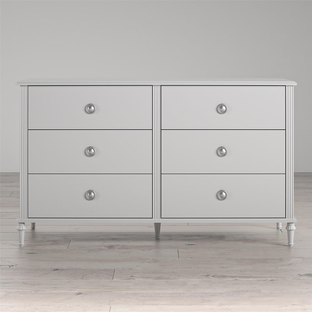 Rowan Valley Arden 6 Drawer Dresser with Silver Ring Drawer Pulls - Dove Gray