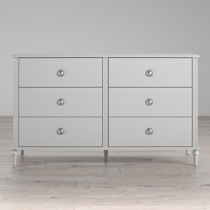 Rowan Valley Arden 6 Drawer Dresser with Silver Ring Drawer Pulls - Dove Gray