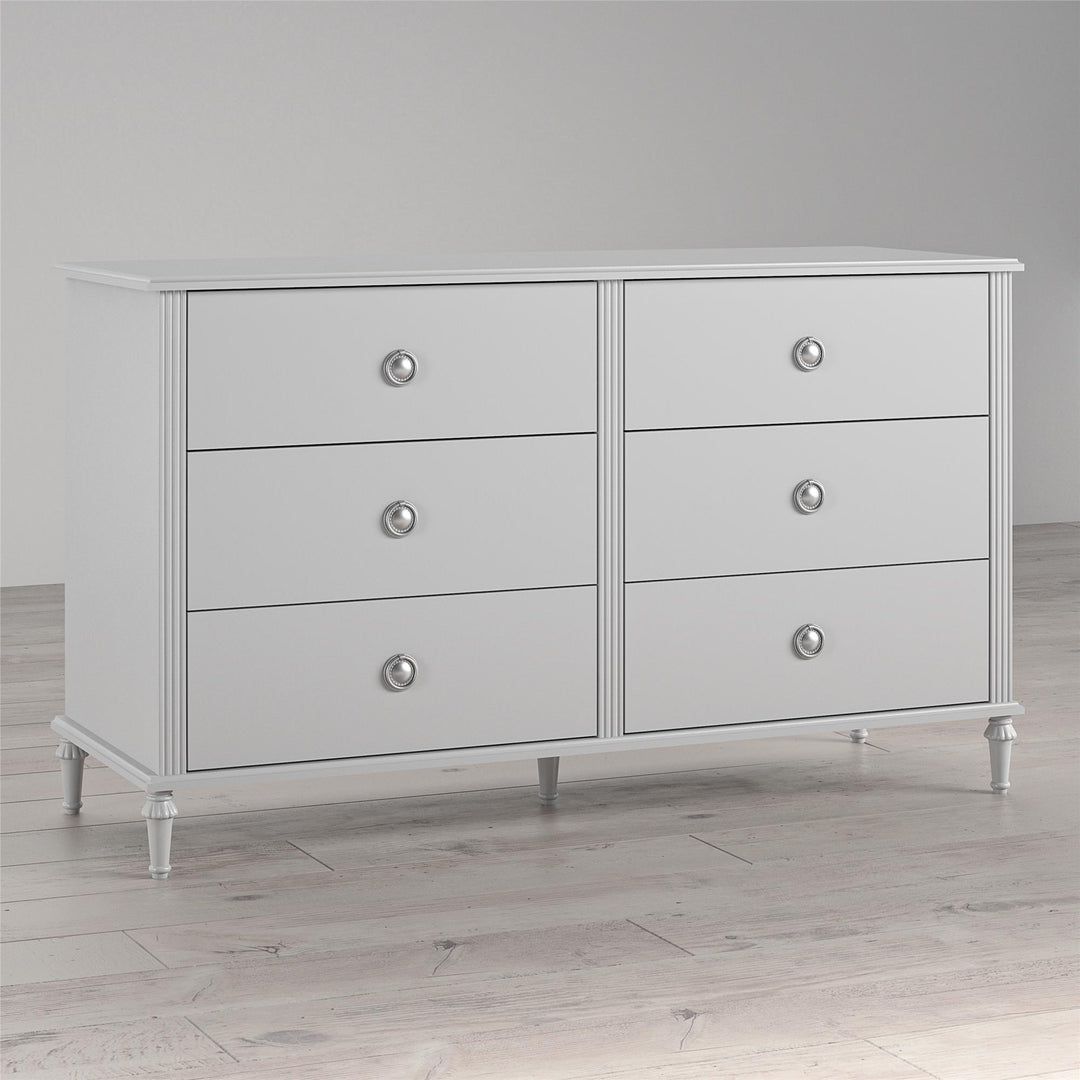 Rowan Valley Arden 6 Drawer Dresser with Silver Ring Drawer Pulls - Dove Gray