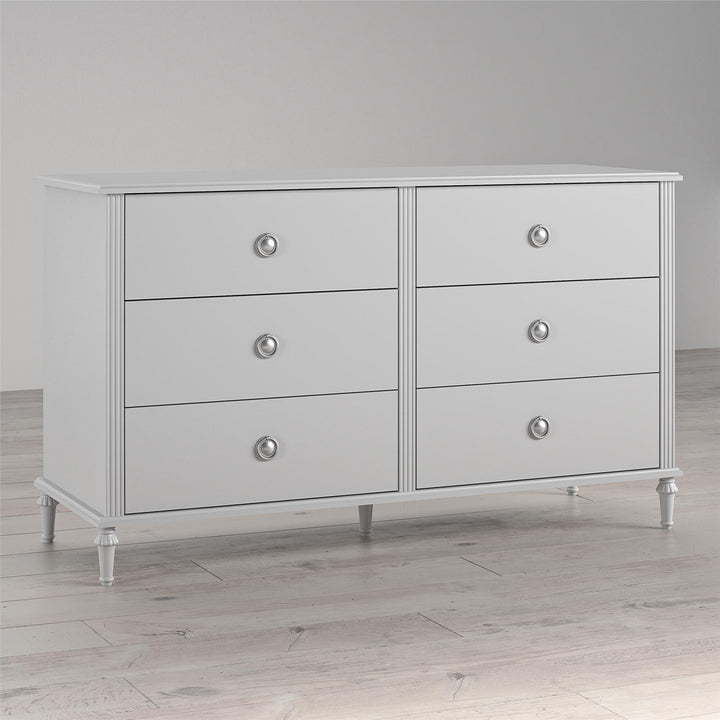 Rowan Valley Arden 6 Drawer Dresser with Silver Ring Drawer Pulls - Dove Gray