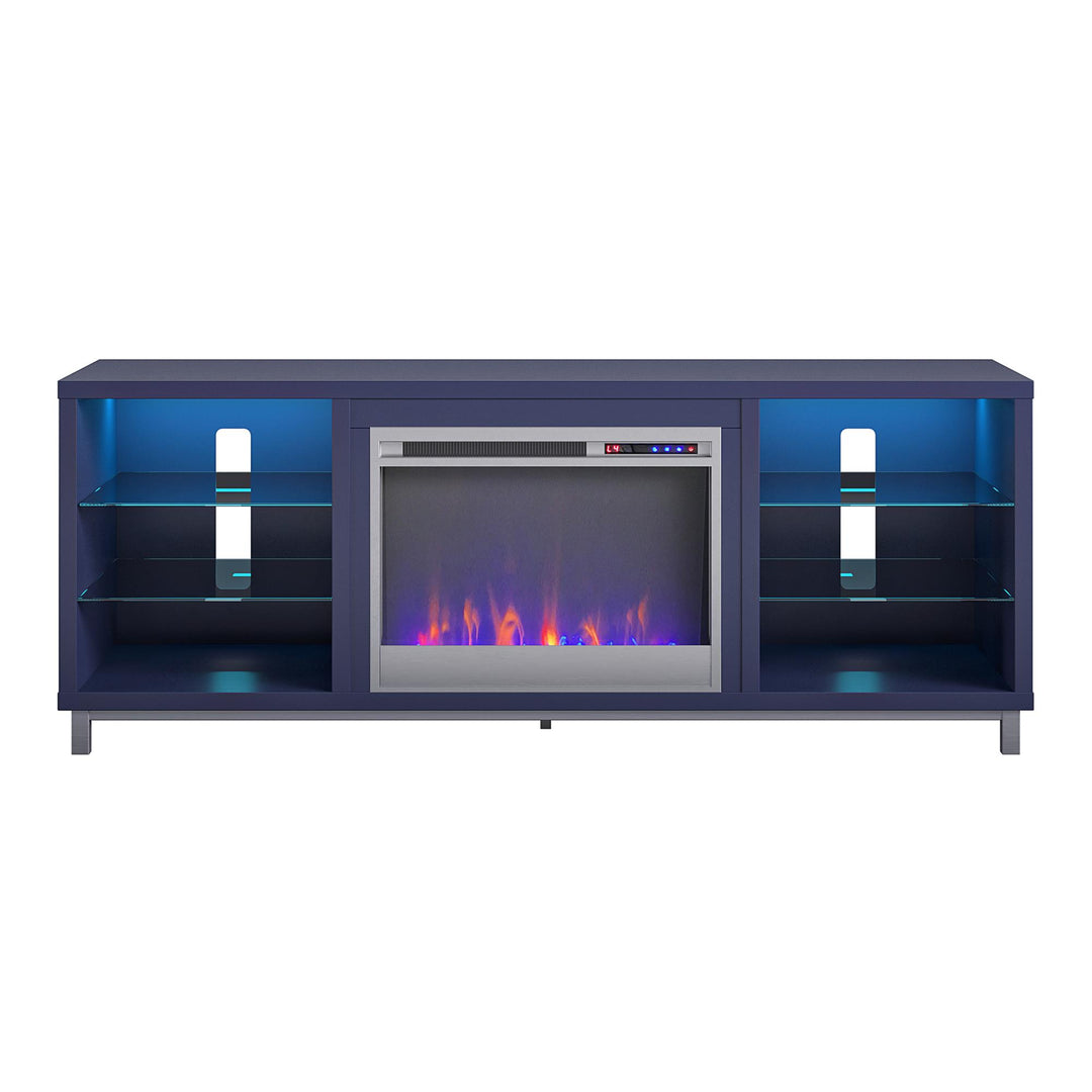 Lumina Fireplace TV Stand for TVs up to 70 Inch with 7 Color LED Lights - Navy - 66”-70”