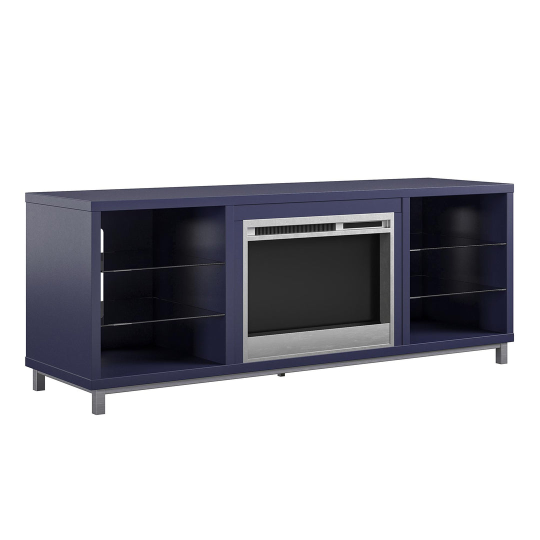 Lumina Fireplace TV Stand for TVs up to 70 Inch with 7 Color LED Lights  -  Navy 