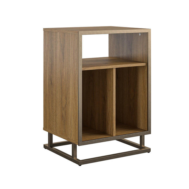 Modern Turntable Stand with Cubbies -  Walnut