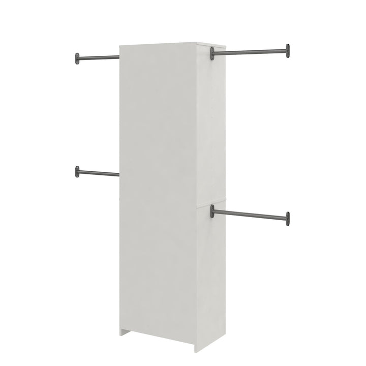 Summer Haven Closet Tower with 4 Clothing Rods, 4 Shelves and 4 Cubbies - White