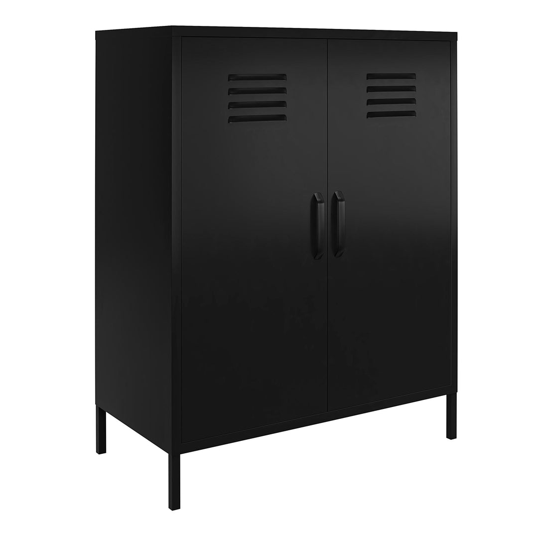 Shadwick 2 Door Metal Locker Style Accent Storage Cabinet - Black