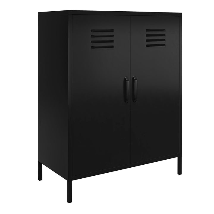 Shadwick 2 Door Metal Locker Style Accent Storage Cabinet - Black
