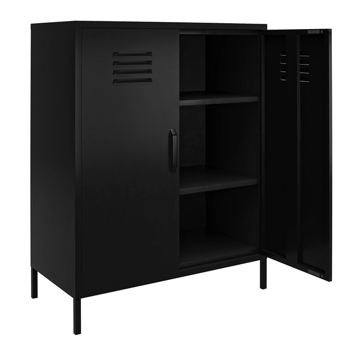 Shadwick 2 Door Metal Locker Style Accent Storage Cabinet - Black