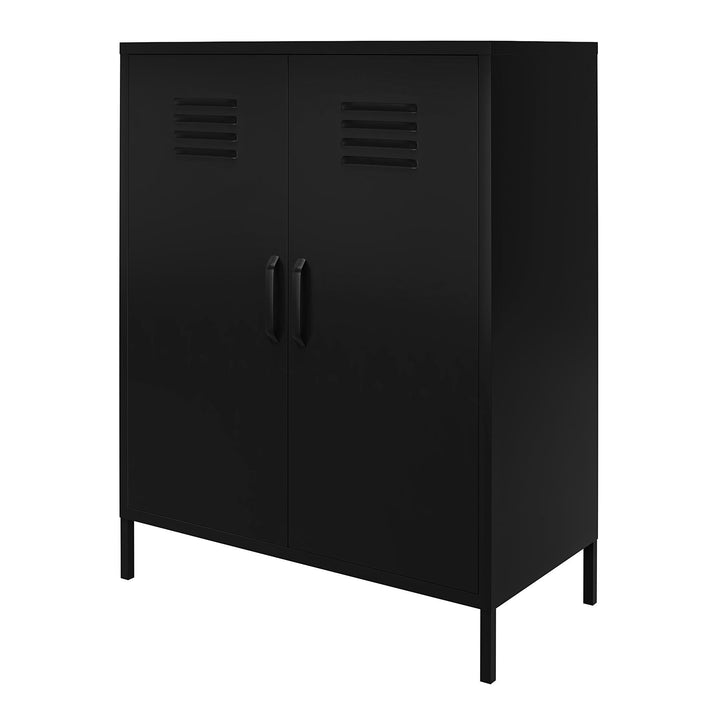 Shadwick 2 Door Metal Locker Style Accent Storage Cabinet - Black