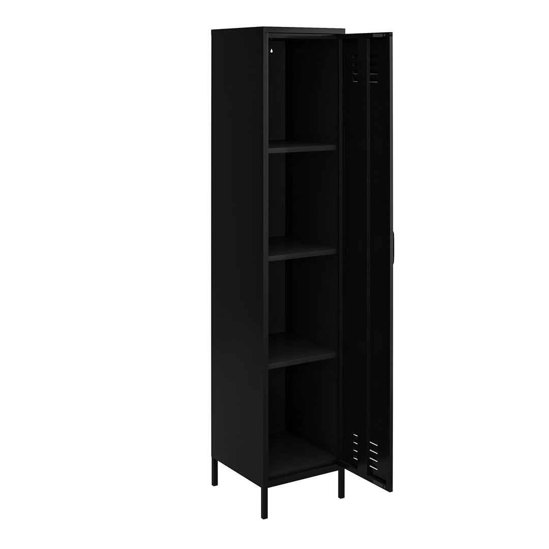 Shadwick 1 Door Tall Single Metal Locker Style Storage Cabinet - Black