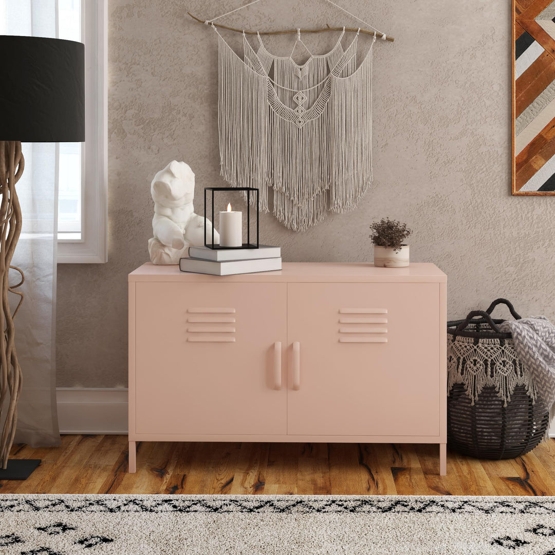 Shadwick 2 Door Wide Metal Locker Accent Storage Cabinet - Pink