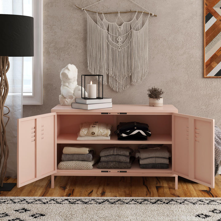 Shadwick 2 Door Wide Metal Locker Accent Storage Cabinet - Pink