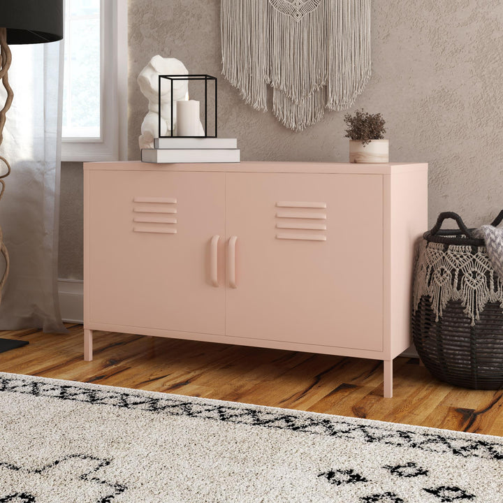 Shadwick 2 Door Wide Metal Locker Accent Storage Cabinet - Pink