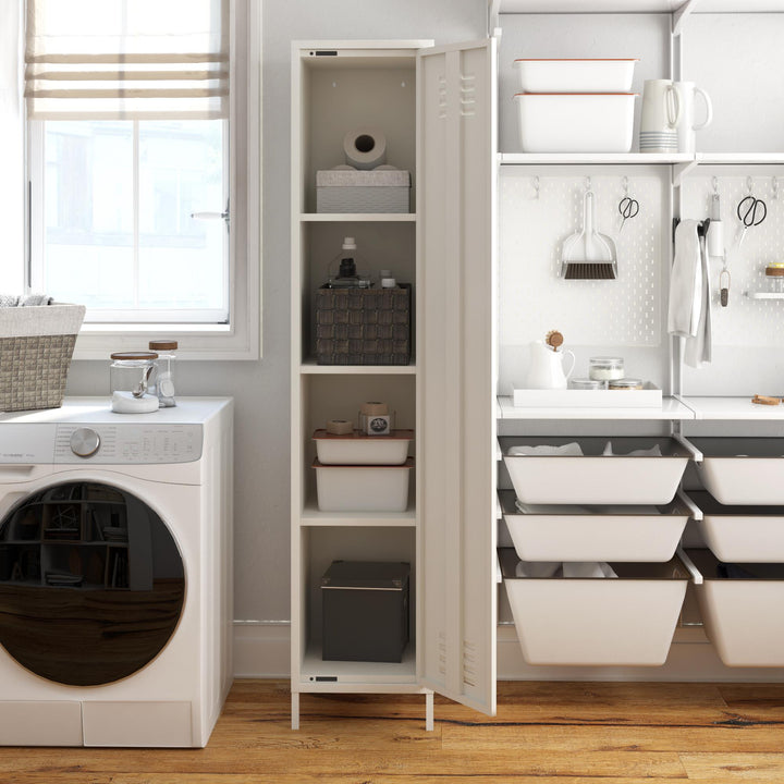Shadwick 1 Door Tall Single Metal Locker Style Storage Cabinet - White