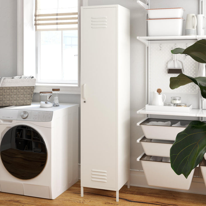 Shadwick 1 Door Tall Single Metal Locker Style Storage Cabinet - White