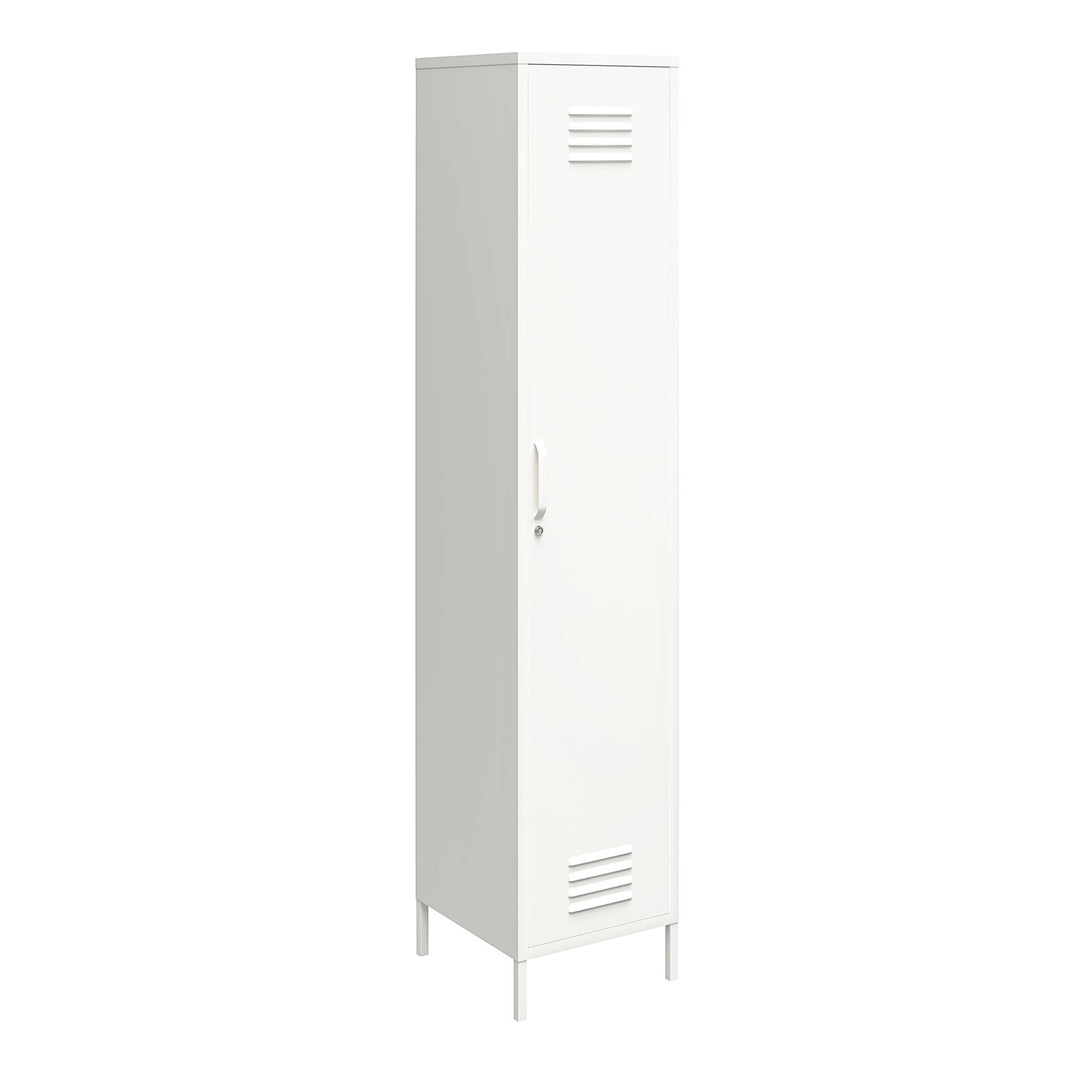 Shadwick 1 Door Tall Single Metal Locker Style Storage Cabinet - White