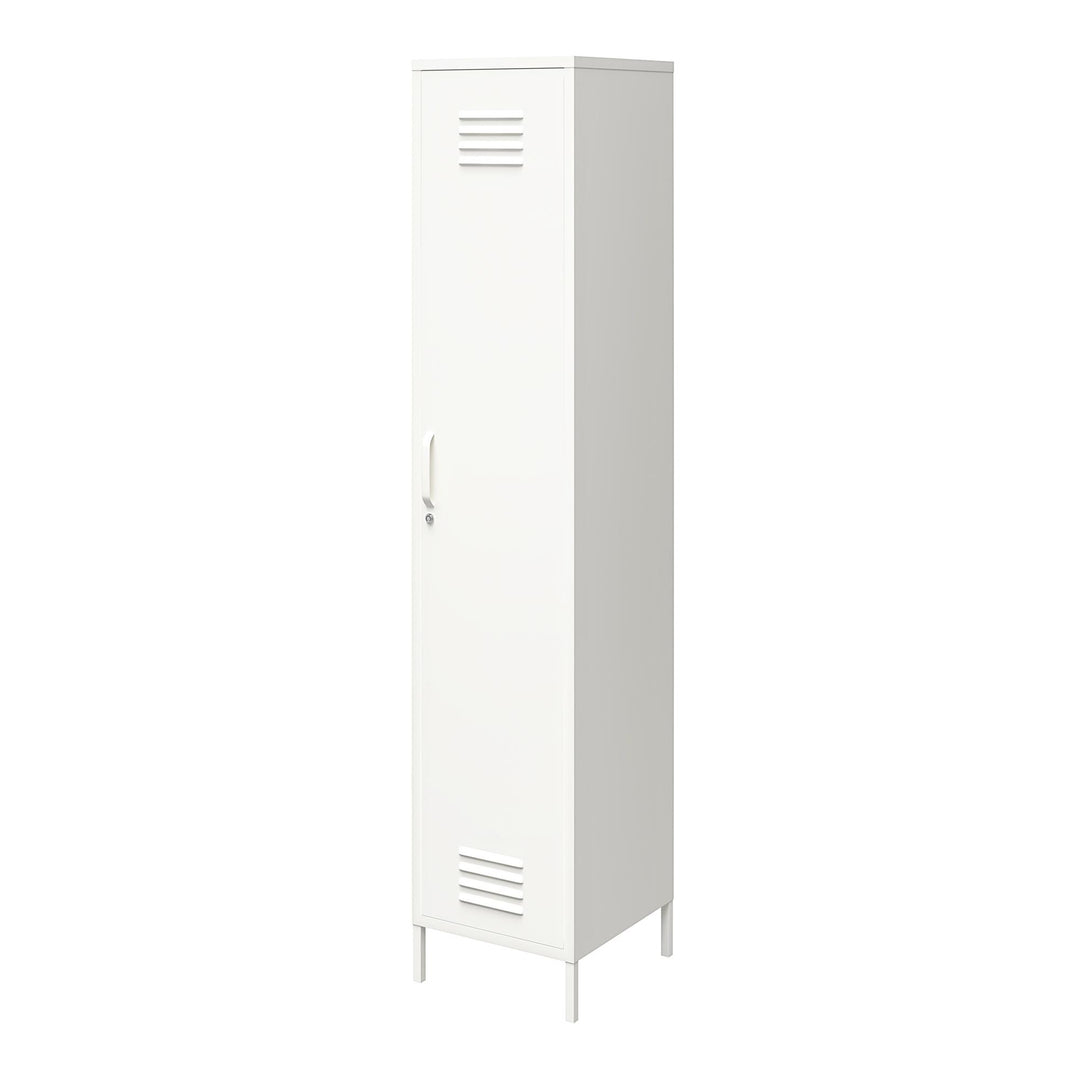 Shadwick 1 Door Tall Single Metal Locker Style Storage Cabinet - White