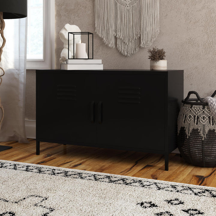 Shadwick 2 Door Wide Metal Locker Accent Storage Cabinet - Black