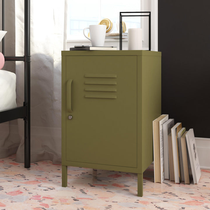 RealRooms Shadwick Metal Locker End Table, Olive Green - Olive Green