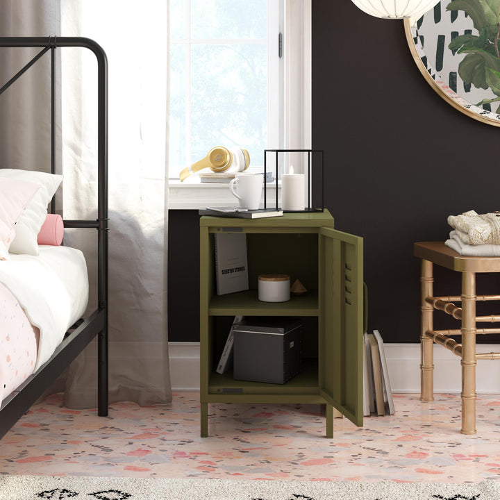 RealRooms Shadwick Metal Locker End Table, Olive Green - Olive Green