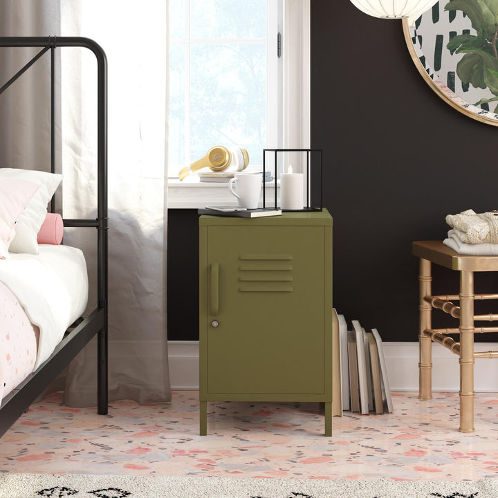 RealRooms Shadwick Metal Locker End Table, Olive Green - Olive Green