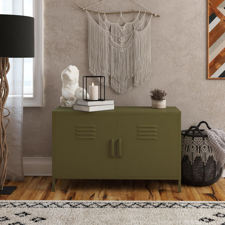 Systembuild Evolution Shadwick 2-Door Metal Locker Accent Cabinet, Olive Green - Olive Green
