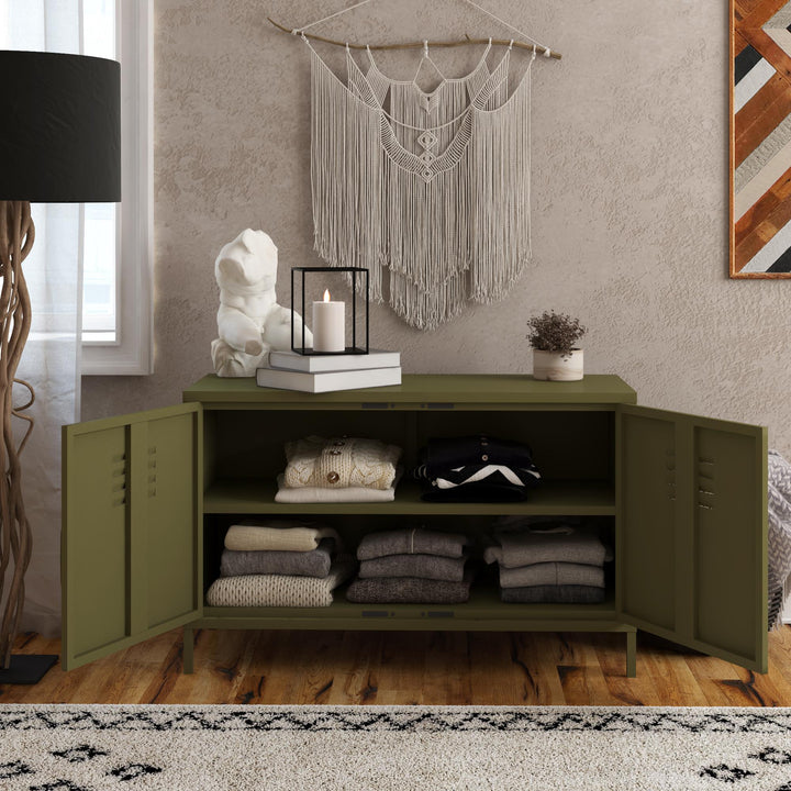 Systembuild Evolution Shadwick 2-Door Metal Locker Accent Cabinet, Olive Green - Olive Green
