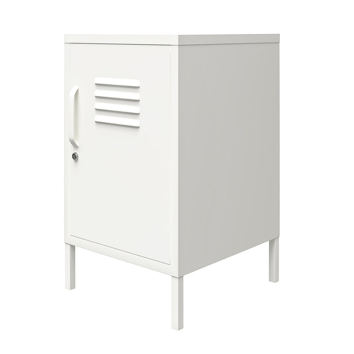 Shadwick 1 Door Metal Locker Style Living Room End Table - White
