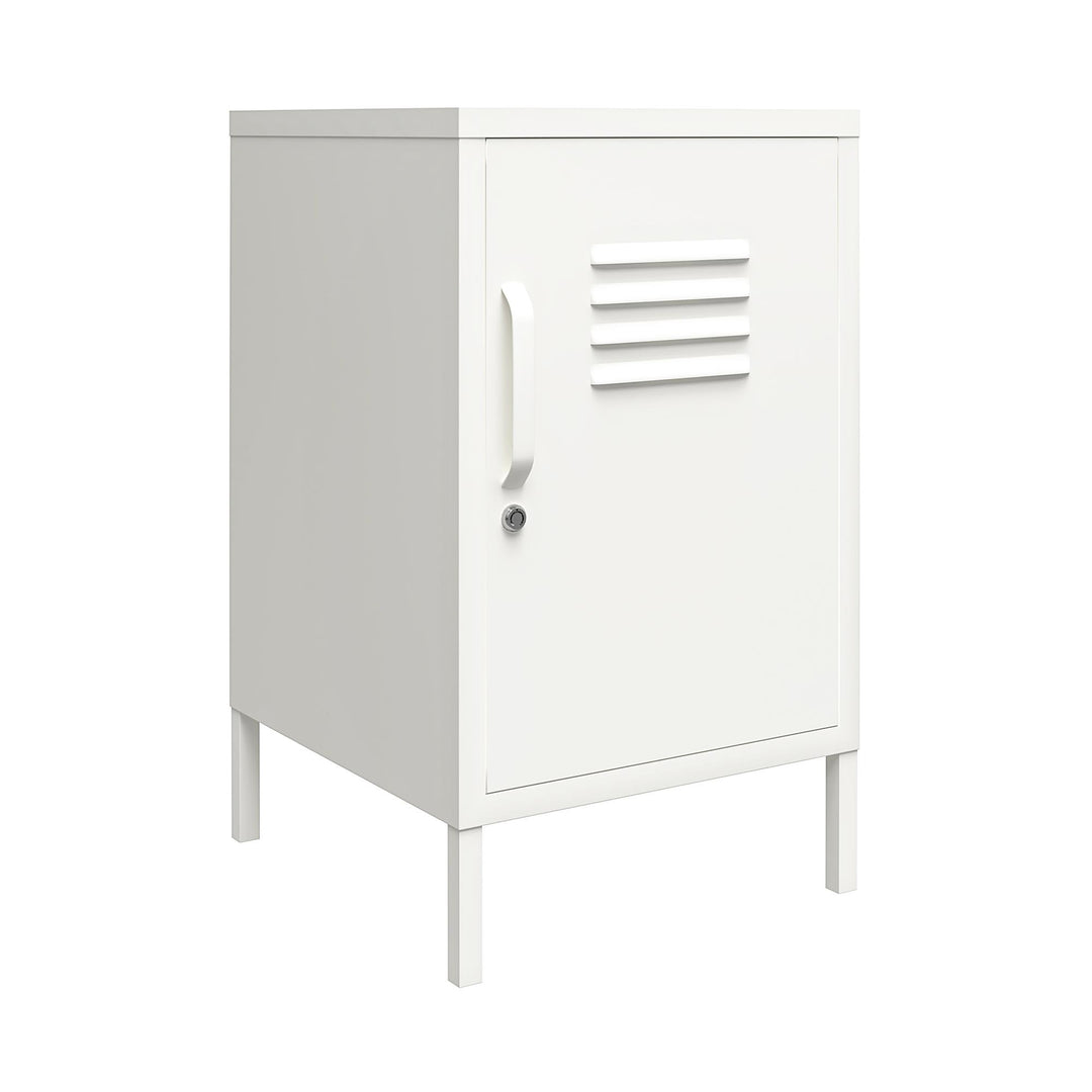 Shadwick 1 Door Metal Locker Style Living Room End Table - White